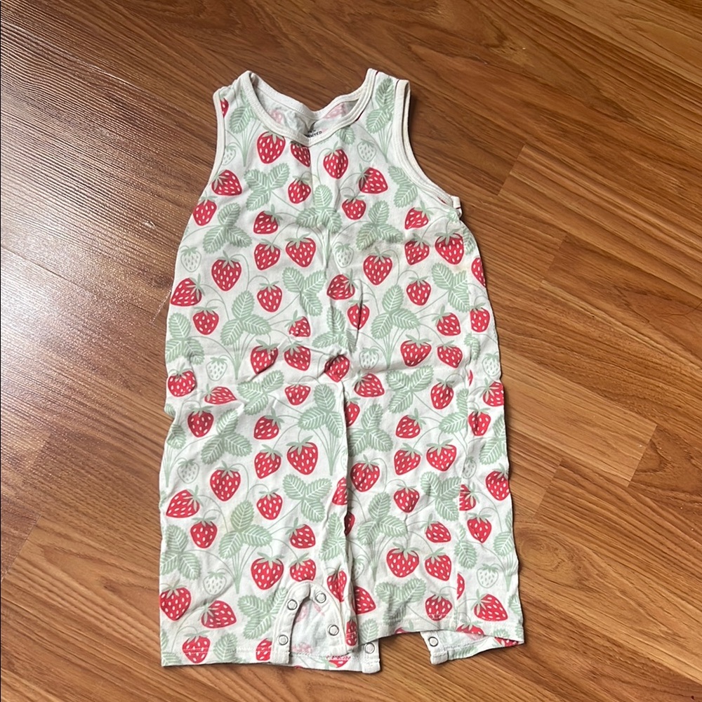 Red and Green Strawberry Pattern Bodysuit One Piece